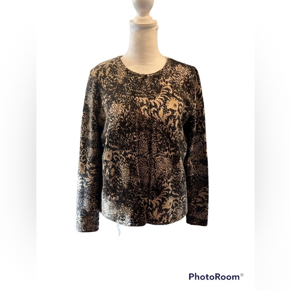 Dana Buchman Cardigan Sweater Set Black Brown‎ Size S/M